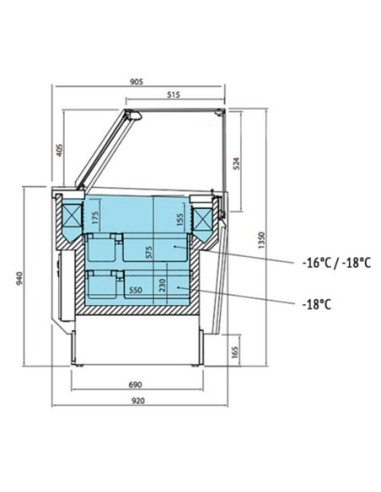 Vitrine de présentation glacier 13+13 bacs - ESTI Multicouleurs - 2