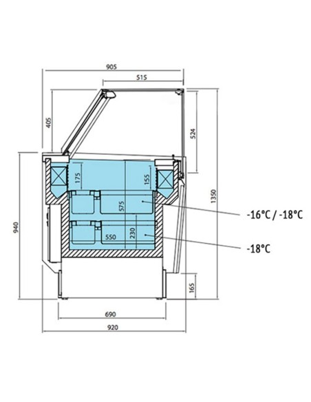 Vitrine de présentation glacier 13+13 bacs - ESTI Multicouleurs - 2
