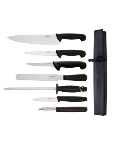 Ensemble de 7 couteaux pour débutants avec couteau de cuisinier 265mm et étui Hy - 1