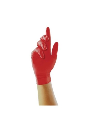 Gants rouges non-poudrés en nitrile Unigloves XL - 1