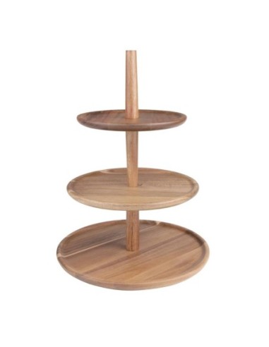 Présentoir en acacia 3 niveaux Olympia 305(Ø) x 395(H)mm - 1