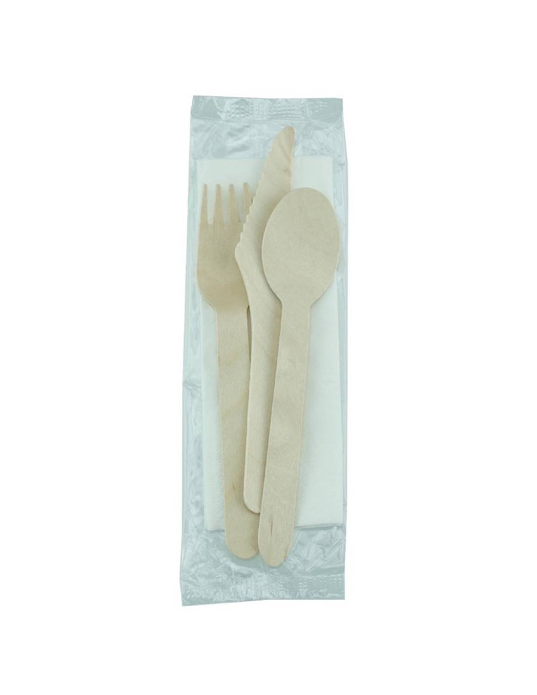 Ensemble De Couverts En Bois 4-en-1 - Emballages Individuels Kraft Egreen Lot De 250