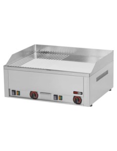Plaque de cuisson électrique chromée mi-lisse mi-rainurée -double - 1