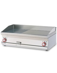 Plancha Fry-Top électrique mi-lisse/mi-rainurée en acier chromé - 1