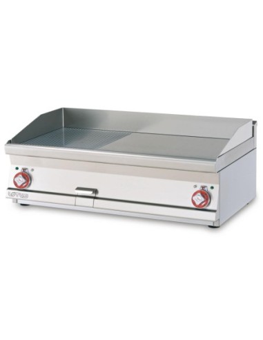 Plancha Fry-Top électrique mi-lisse/mi-rainurée en acier - 1