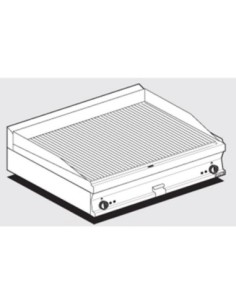 Plancha Fry-Top électrique rainurée en acier - 1