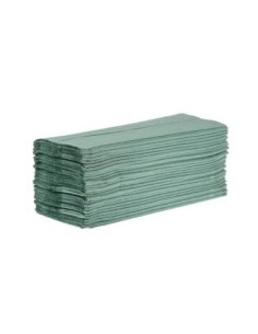Essuie-mains 1 pli pliage en Z vert 250 feuilles Jantex (lot de 12)