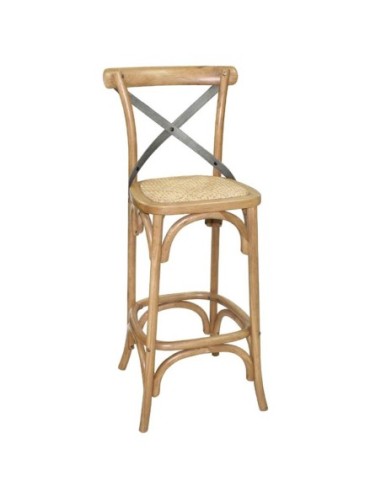Tabouret de bar en bois avec dossier croisé Bolero métal - 1