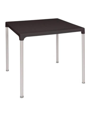 Table carrée avec pieds aluminium Bolero noire 750mm - 1