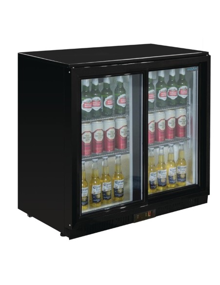 Arrière-bar deux portes coulissantes Polar Série G noir 208L - 2