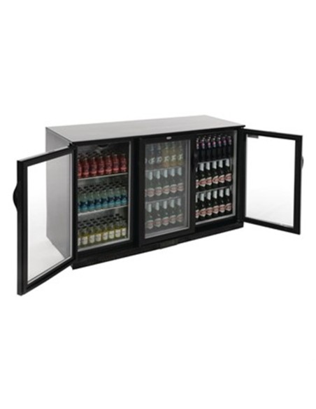 Arrière-bar trois portes pivotantes Polar Série G noir 330L - 2