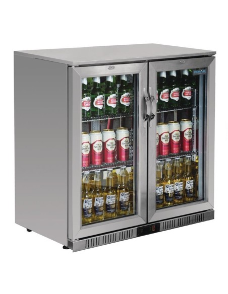 Arrière-bar deux portes pivotantes Polar Série G inox 208L - 1