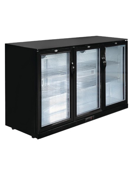 Arrière-bar trois portes pivotantes Polar Série G noir 320L - 1