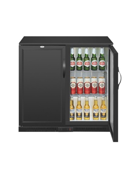 Arrière-bar deux portes pleines pivotantes Polar Série G noir 208L - 2