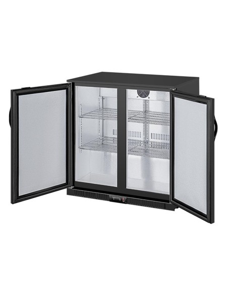 Arrière-bar deux portes pleines pivotantes Polar Série G noir 208L - 5