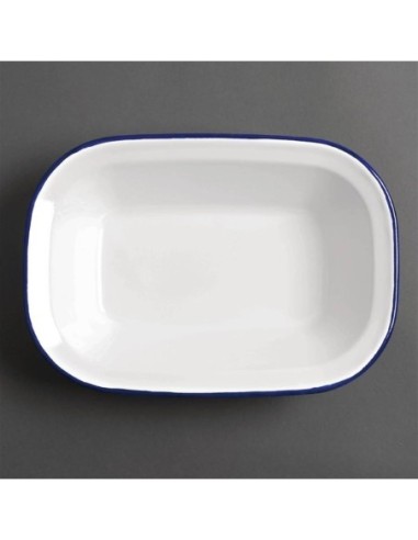 Plat de service rectangulaire acier émaillé Olympia 280x190x55mm lot de 6 - 1