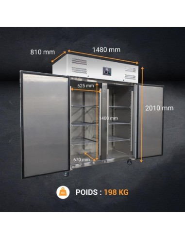 Armoire réfrigérée positive inox GN 2/1 - 1400L - 5