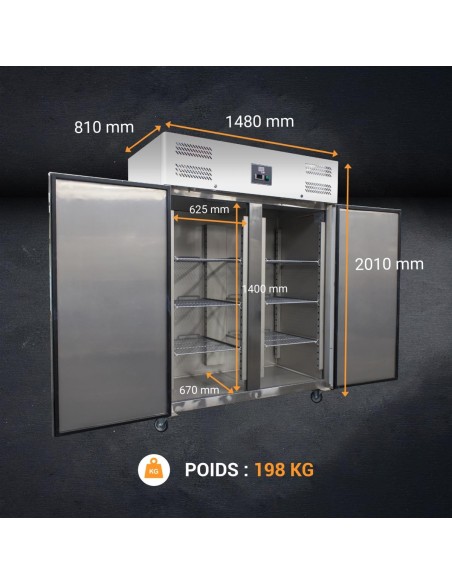 Armoire réfrigérée positive inox GN 2/1 - 1400L - 5