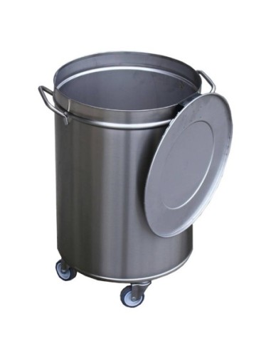 Poubelle inox avec roues et couvercle Gastro M 50L - 1