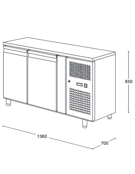 Table desserte positive centrale GN 1/1 profondeur 700 - 2 portes - 5