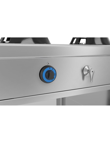 Wok à gaz 2 brûleurs + robinet eau - 28 kW - 2