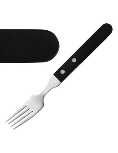 Fourchette à steak Amefa manche noir 196mm - 1