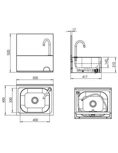 Lave-mains à commande fémorale HWB54M - 4