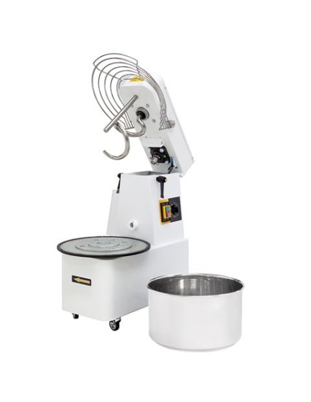 Pétrin à spirale pizza et pain - Tête relevable + Cuve amovible - 48L - 1