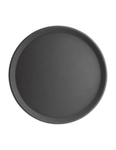 Plateau antidérapant en fibre de verre Olympia Kristallon rond noir 406mm - 1