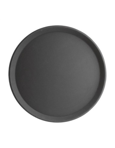 Plateau antidérapant en fibre de verre Olympia Kristallon rond noir 406mm - 1