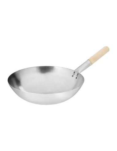 Wok conique en acier doux Vogue 35,6cm - 1