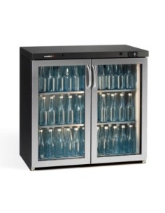 Arrière-bar 2 portes battantes vitrées 215L - H 840mm | Gamko - LG3/250GCS - 1