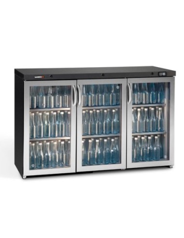 Arrière-bar 3 portes battantes vitrées 333L - H 840mm | Gamko - LG3/315GCS - 1