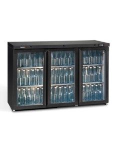 Arrière-bar 3 portes battantes vitrées 333L - H 840mm | Gamko - LG3/315G - 1
