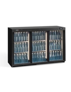 Arrière-bar 3 portes coulissantes vitrées 326L - H 900mm | Gamko - MG3/315SD - 1