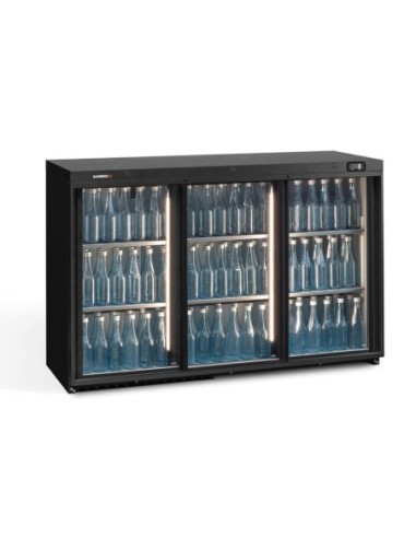 Arrière-bar 3 portes coulissantes vitrées 326L - H 900mm | Gamko - MG3/315SD - 1