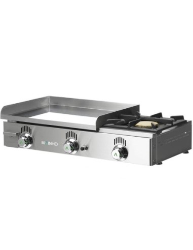 Plancha à gaz lisse en chrome dur avec rechaud Novo-Crom | Mainho - 1