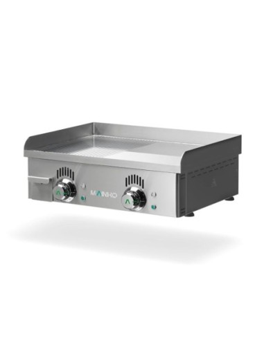 Plancha électrique NOVO-CROM semi-rainurée en CHROME - L600 | Mainho
