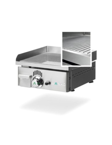 Plancha électrique  NOVO-CROM rainurée en CHROME - L400 | Mainho