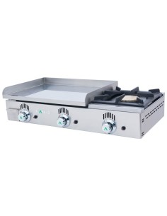 Plancha à gaz lisse en acier rectifié et rechaud Novo-Snack | Mainho - 1