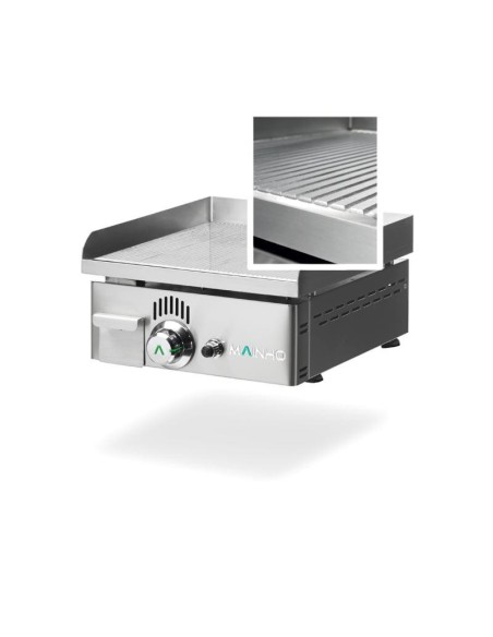 Plancha électrique NOVO-SNACK rainurée en ACIER rectifié - L400 | Mainho