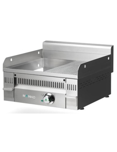 Fry-Top électrique EURO-CROM mi-rainurée en CHROME - L600 | Mainho