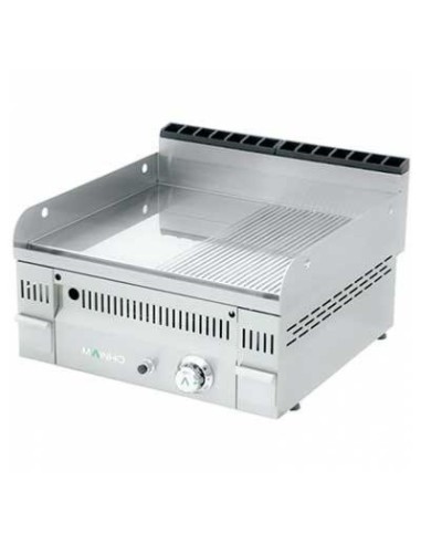 Plancha Fry-Top à gaz mi-rainurée chrome dur Euro Crom | Mainho - 1