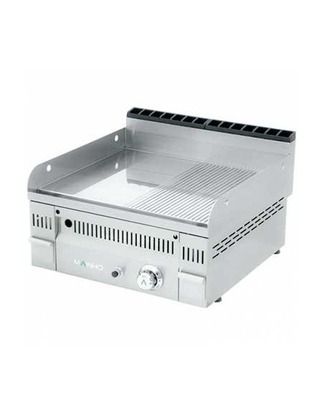 Plancha Fry-Top à gaz mi-rainurée chrome dur Euro Crom | Mainho - 1