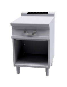 Meuble ouvert neutre avec plan de travail - tiroir + bac inox - Série 700 - 1