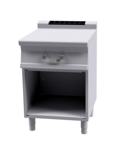 Meuble ouvert neutre avec plan de travail - tiroir + bac inox - Série 700 - 1