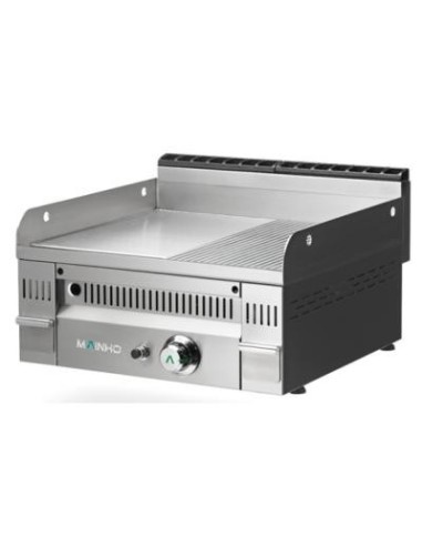 Plancha Fry-Top à gaz mi-rainurée en acier Euro Snack - Mainho