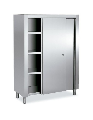 Armoire haute inox P 600 x H 1900 2 portes coulissantes - 1