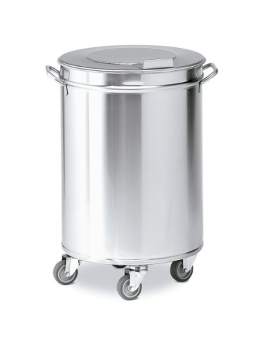 Poubelle inox sur roulettes avec couvercle amovible 95 litres - 1