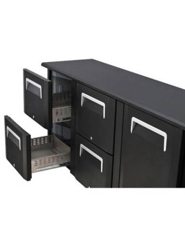 Arrière-bar noir 315 litres - 2 portes - 3